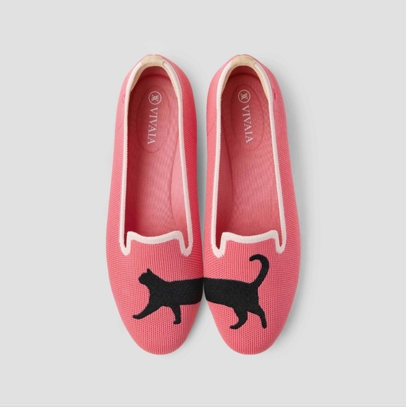 Vivaia Shoes - VIVAIA Audrey Round-Toe Cat Embroidered Loafers Flats Pink 36.5